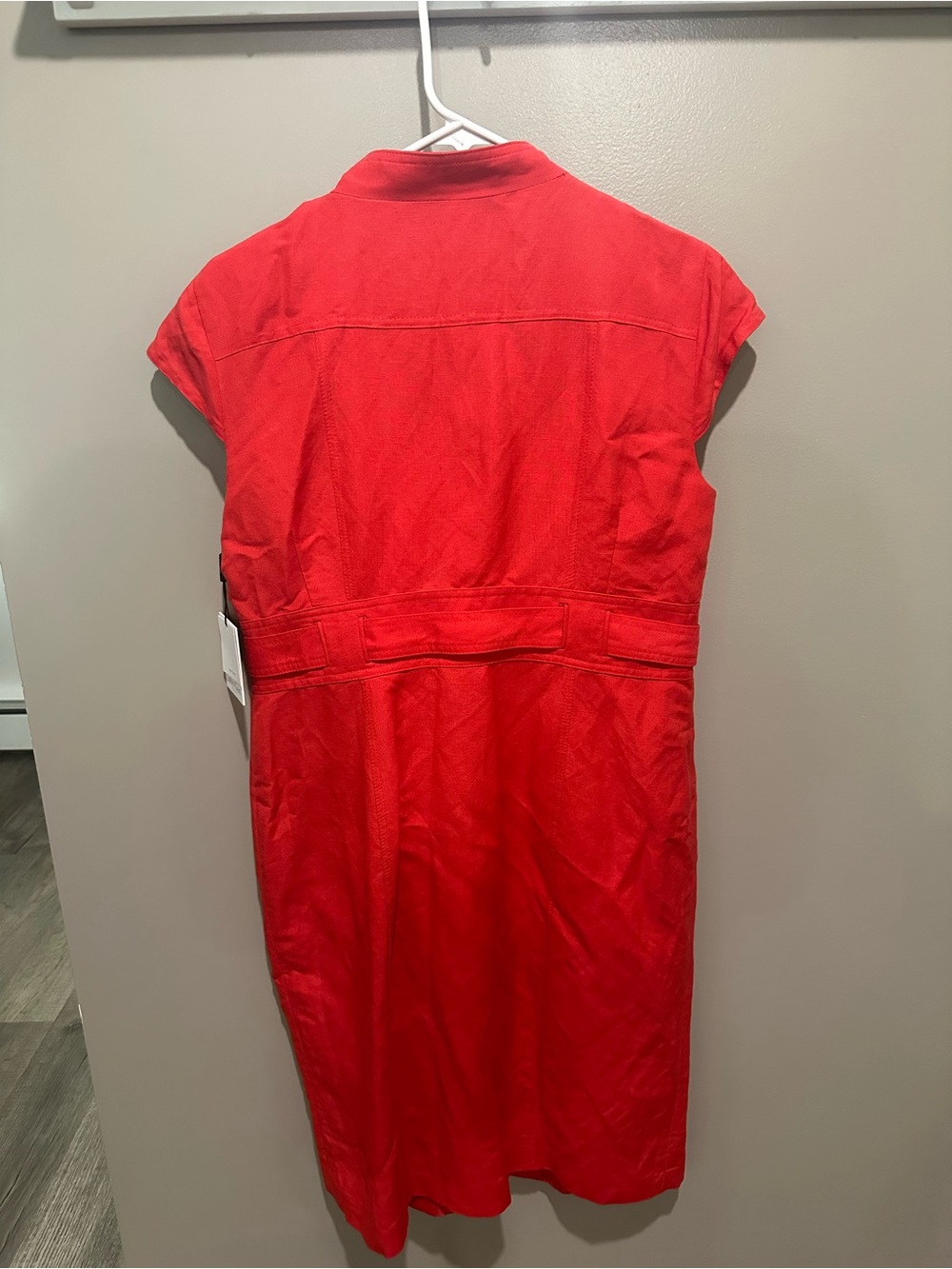 Calvin Klein Red Button-Front Cap Sleeve Dress - Picture 5 of 6